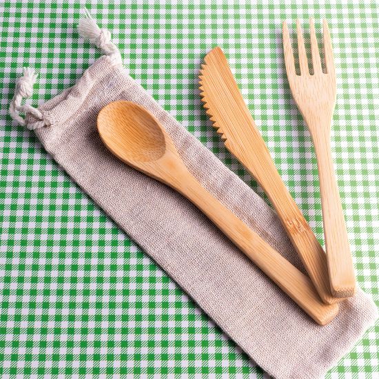 Picture of Coral Bamboo Cutlery Set